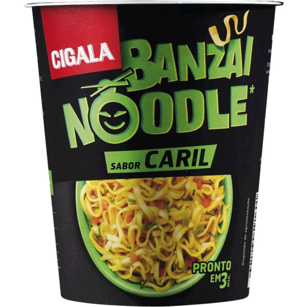 Cigala Banzai Noodles com Sabor a Caril embalagem 67 g