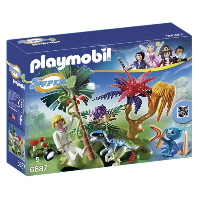 Isla perdida con alien y raptor Playmobi