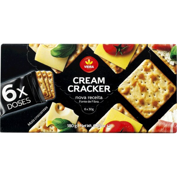 Comprar Bolachas Pack 6 embalagem 180 g · Vieira Cream Cracker