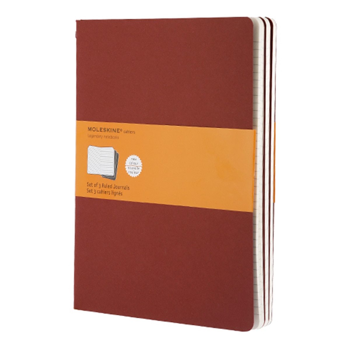Conjunto de 3 cadernos Cahier de linhas XL vermelhos Moleskine 1