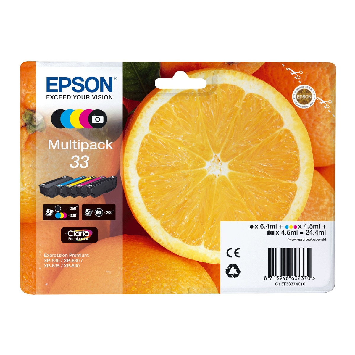 Imagen 0 de Pack 5 Tintas originales Epson Claria 33 Color+Negro