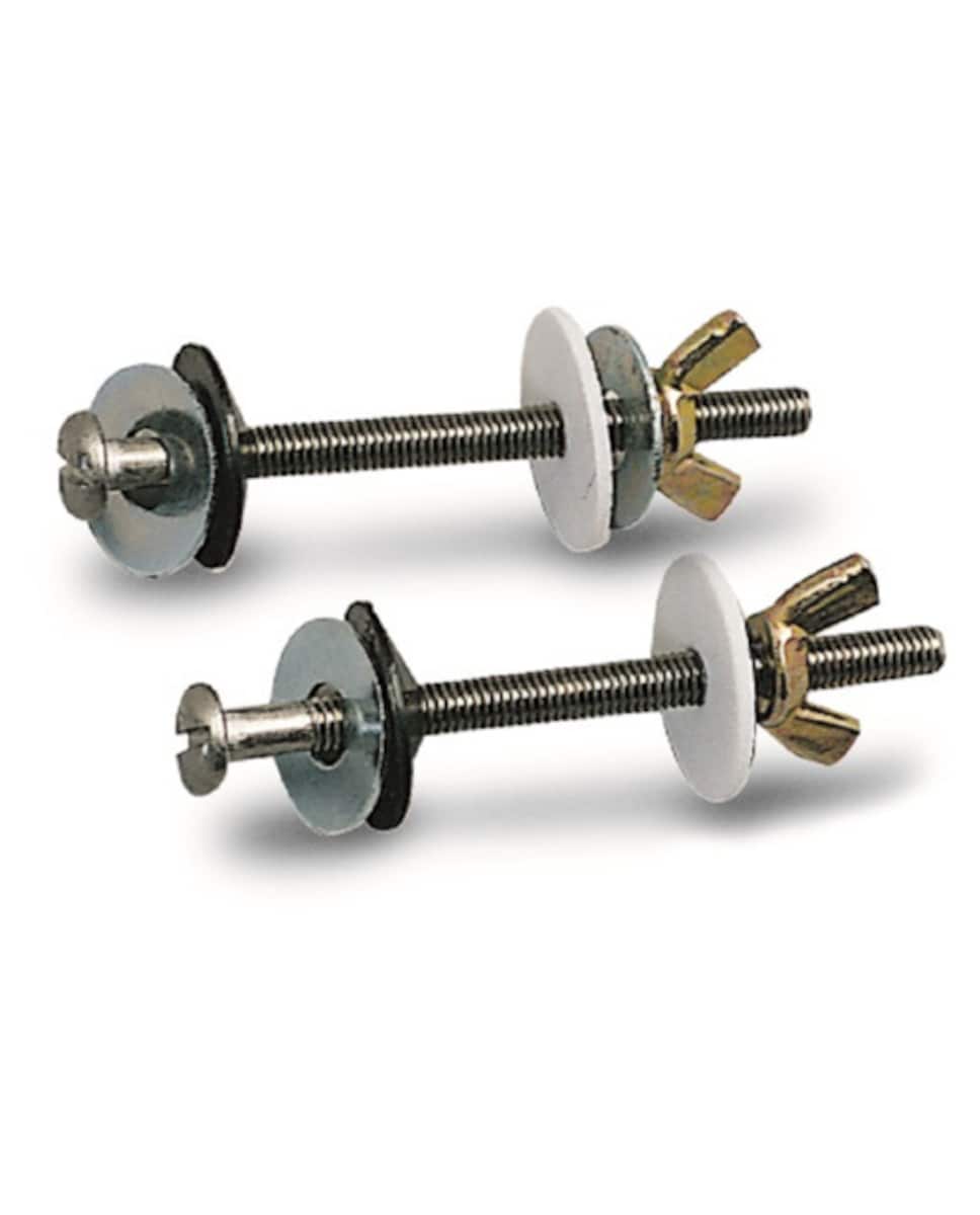 Pasuihcay Paquete De 2 Tornillos De Cisterna De Inodoro A Cuenco, Kit De Pernos De Cisterna, Montaje De Fijación De Bandeja De Inodoro De Acero Inoxidable Con Juntas Dobles, Plateado