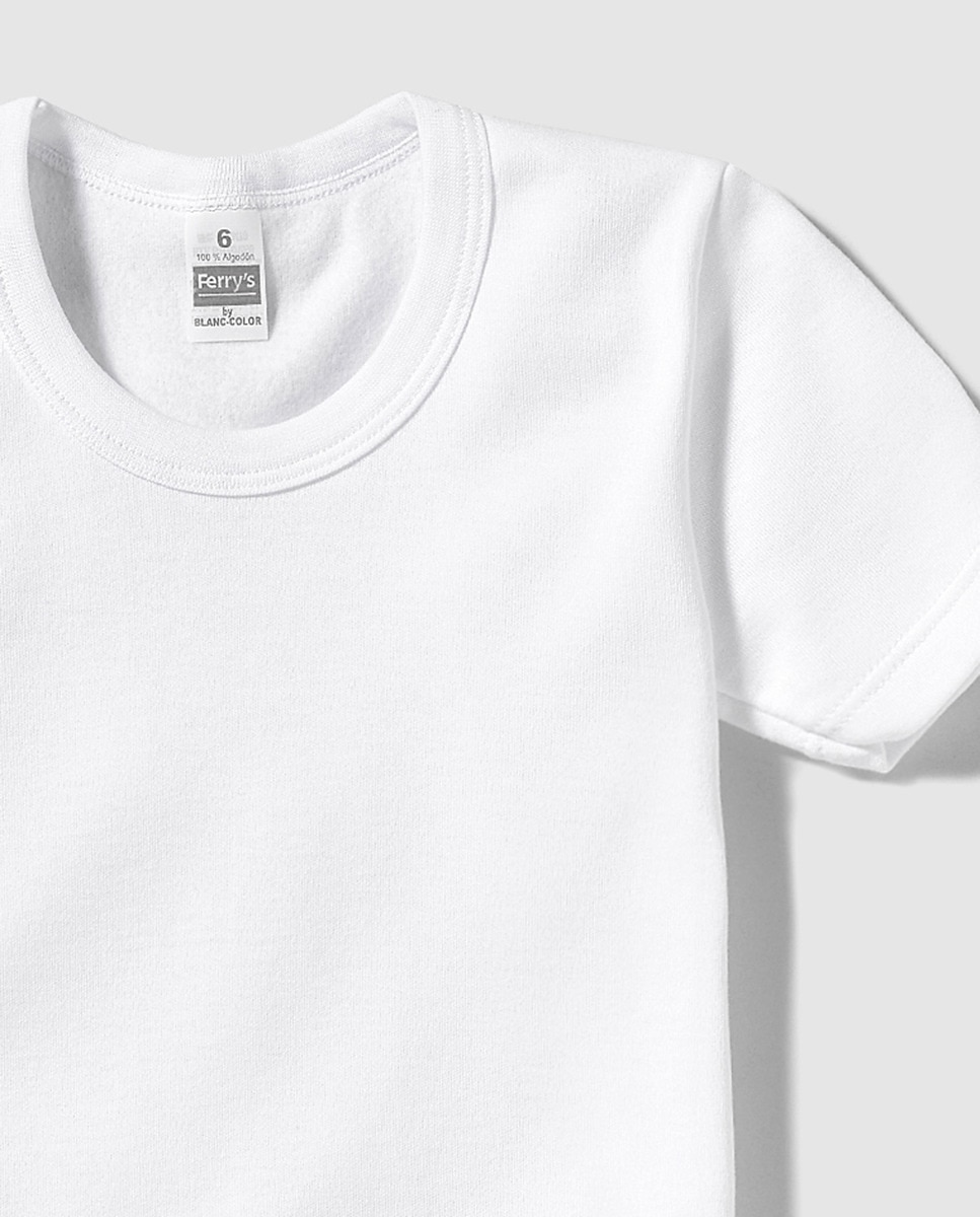 T-shirt de menino Ferrys branca de felpa de manga curta Branco-2