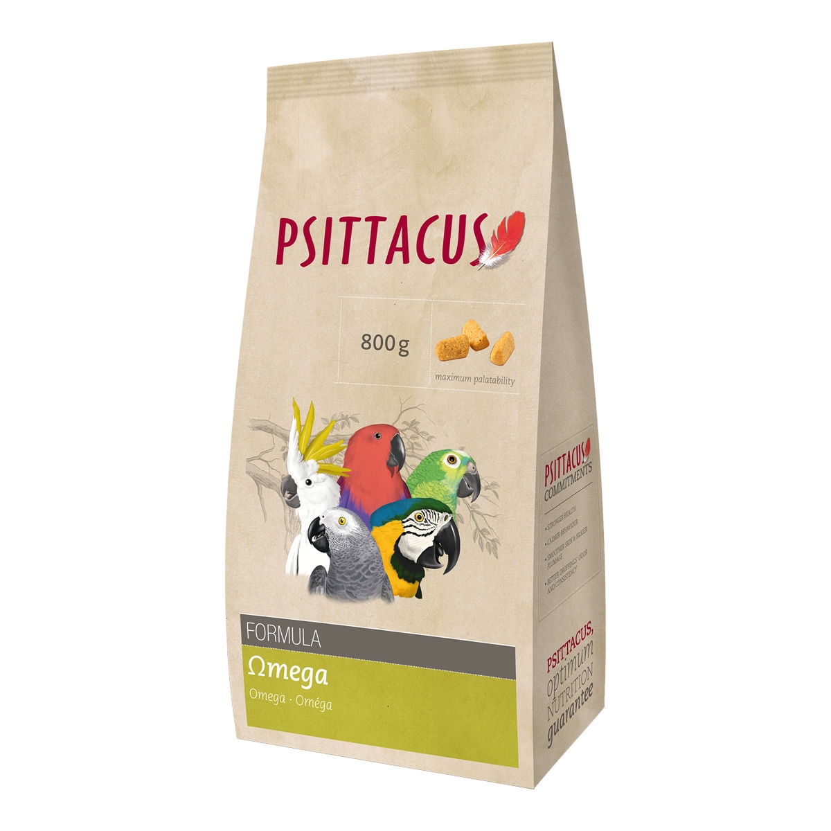 Psittacus - Alimento Para Pájaros Fórmula Omega Plumaje 800 G