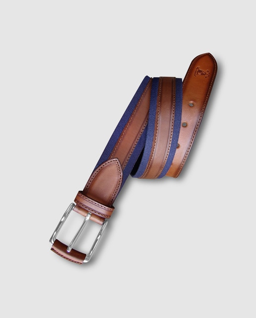 Imagen 0 de Cinturón Leyva Regimental Club de piel y lona. Hecho en España.