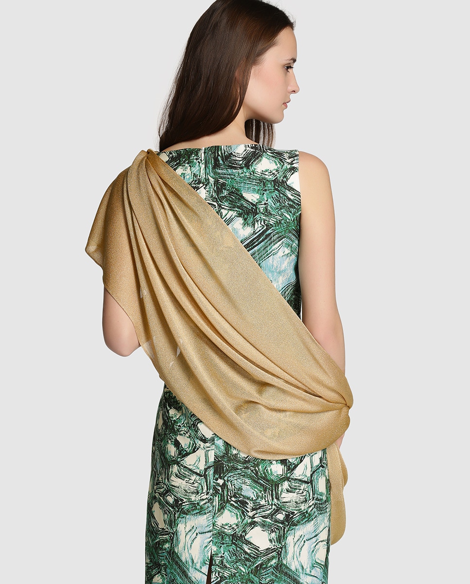 Écharpe de Festa de Malha de Fio Metalizado Ouro-2