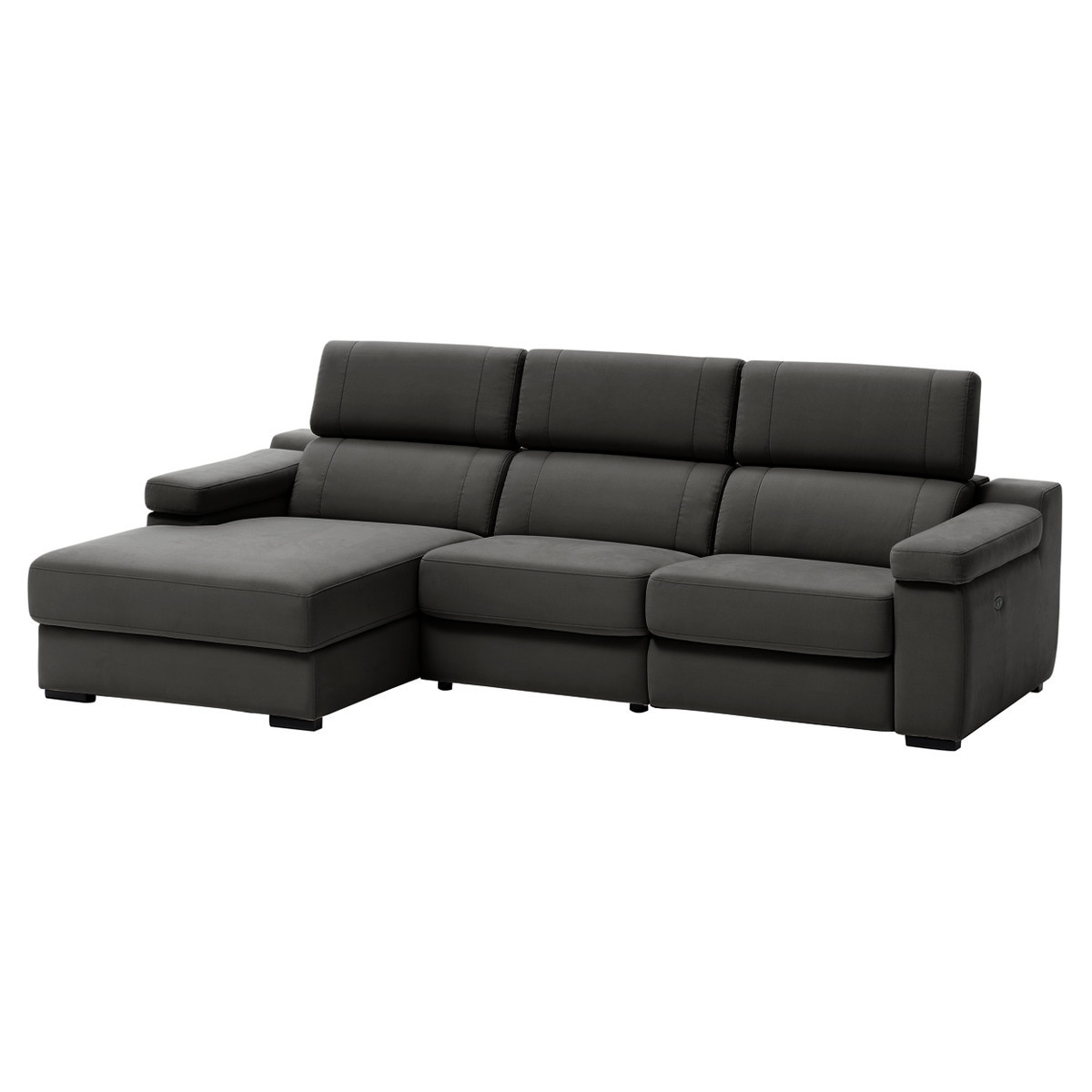 Sofá de 3 Lugares com Chaise Longue Esquerdo e um Assento Relax Elétrico City Antracite-2