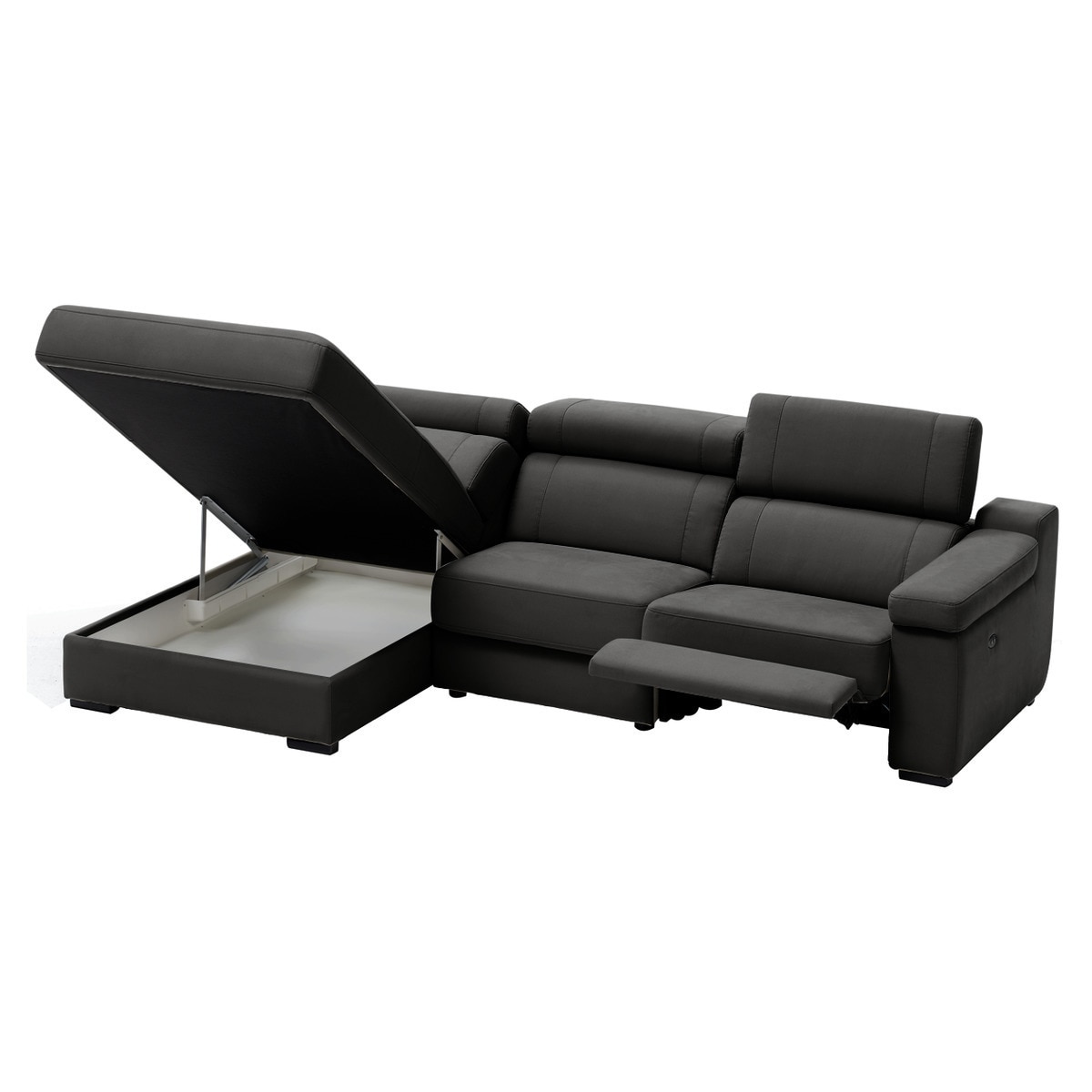 Sofá de 3 Lugares com Chaise Longue Esquerdo e um Assento Relax Elétrico City Antracite-3