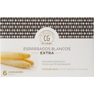 espárragos blancos extra gruesos 6 frutos IGP Esparragos de Navarra lata 425 g neto escurrido - Club Del Gourmet