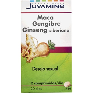 Maçã, Gengibre e Ginseng Siberiano embalagem 40 comprimidos - Juvamine