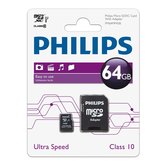 Imagen 0 de Tarjeta de memoria Philips Micro SDHC Clase 10 con adaptador de 64 GB