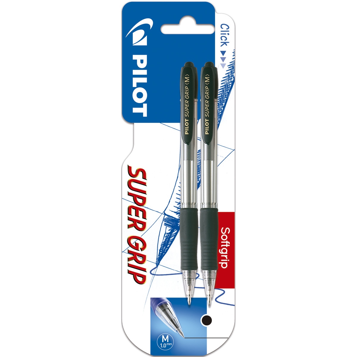 Blister 2 bolígrafos retráctiles tinta base aceite Pilot 1