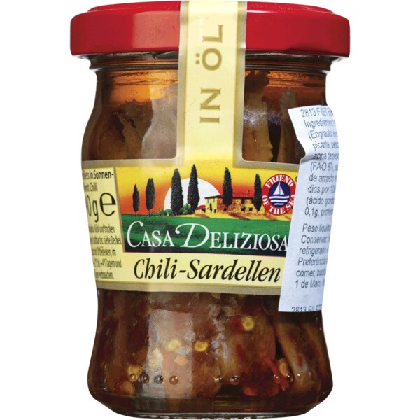 Dittmann Filetes de Anchova com Chilli Picante frasco 90 g