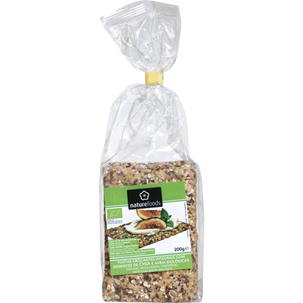 Tostas Integrais com Sementes de Chia e Aveia Biológicas embalagem 200 g