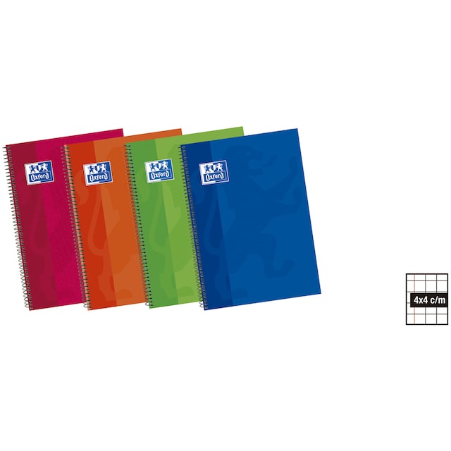 Imagem 0 de Caderno Tamanho Quarto 80 Folhas com Quadriculado 4 x 4 mm Capa Extra-dura Oxford