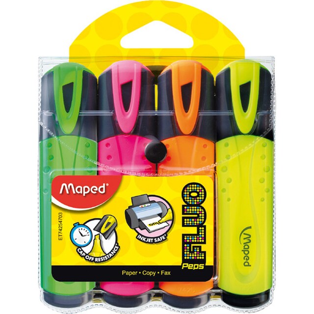 Imagen 0 de Marcador Fluo Peps Classic 4 Colores Maped