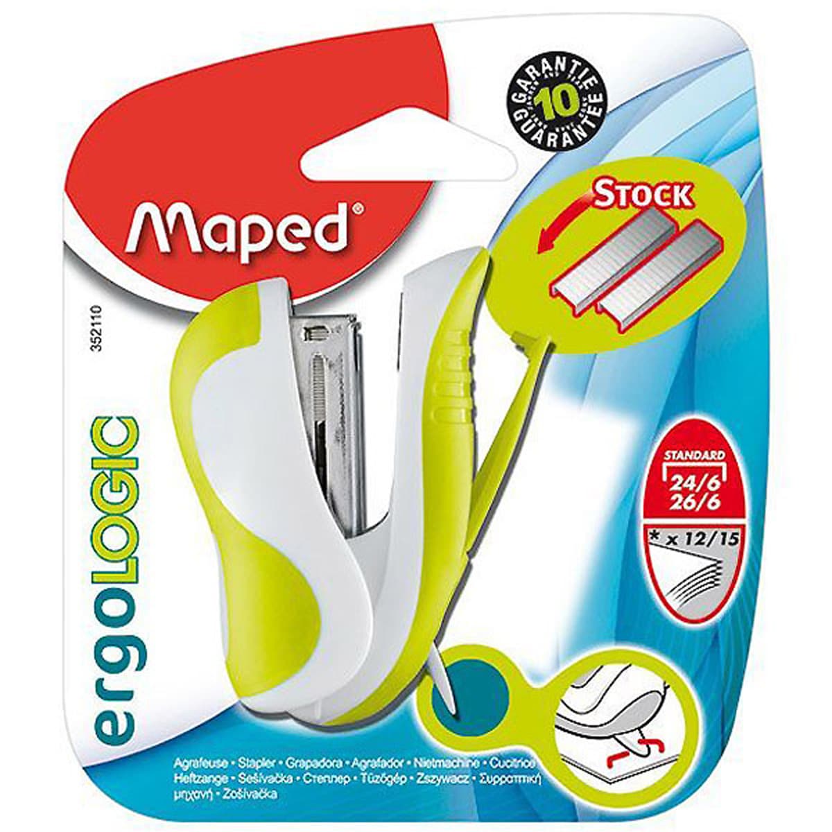 Grapadora con Quitagrapas 24/06 y 26/06 Ergologic Maped verde y blanco Verde / Blanco-1