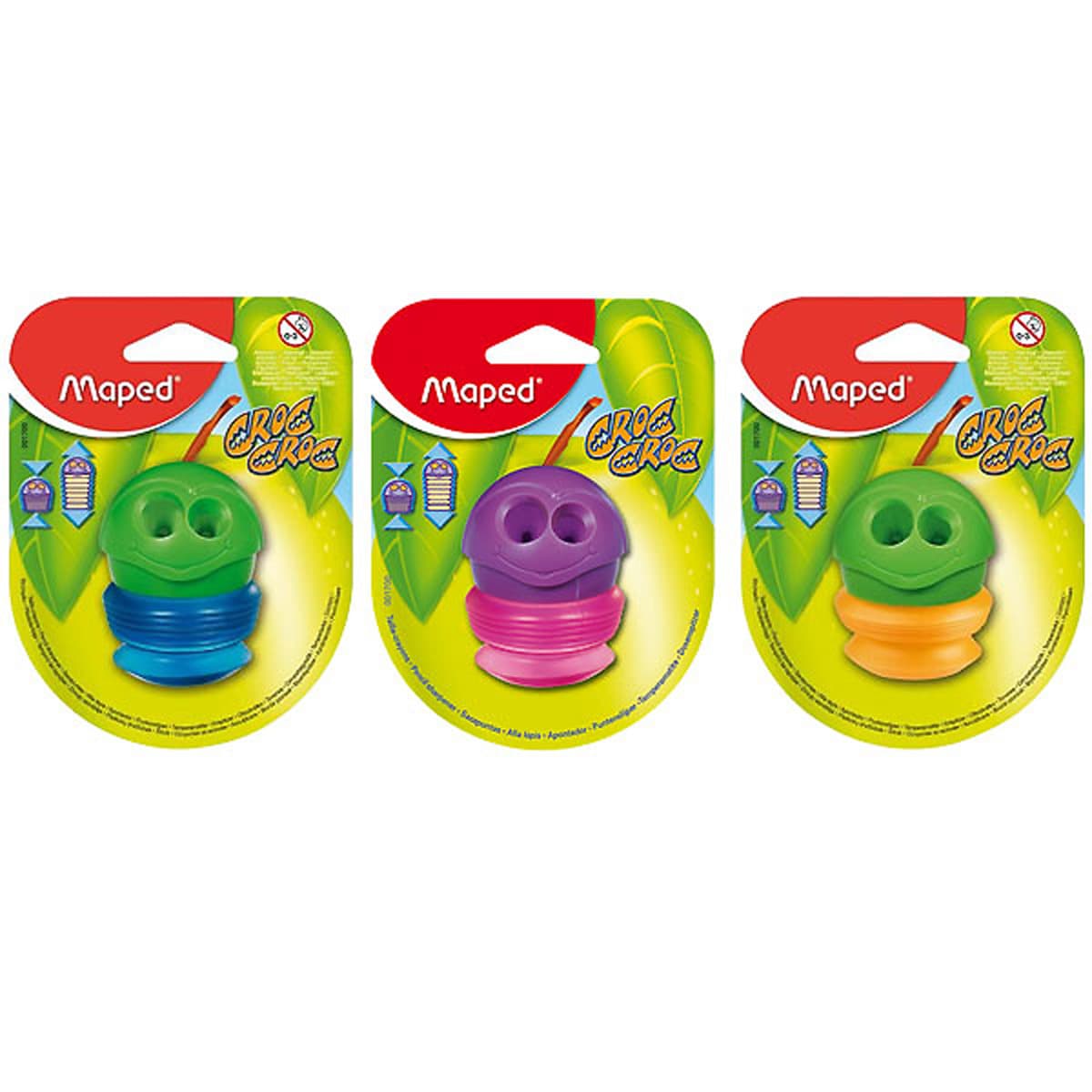 Sacapuntas Croc Croc con una Forma Divertida de Gusano con Depósito Extraíble y un Orificio Maped Colores Surtidos 1