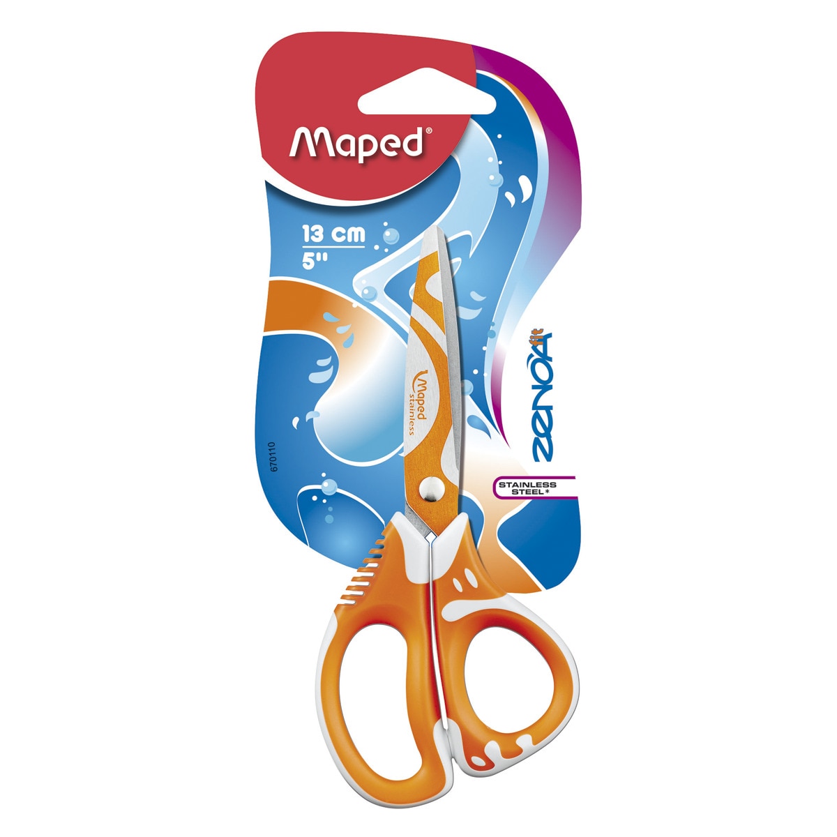 Tijeras ZENOA FIT de 13 cm Asimétricas con Hojas Decoradas y Anillas Suaves Maped Colores Surtidos 2