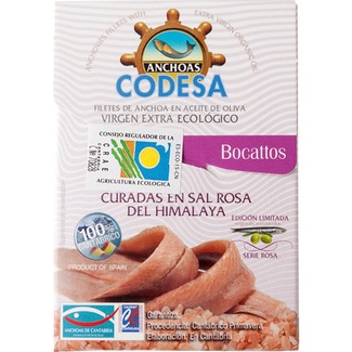 filetes de anchoa en aceite de oliva virgen ecológico lata 35 g neto escurrido - Codesa Serie Oro