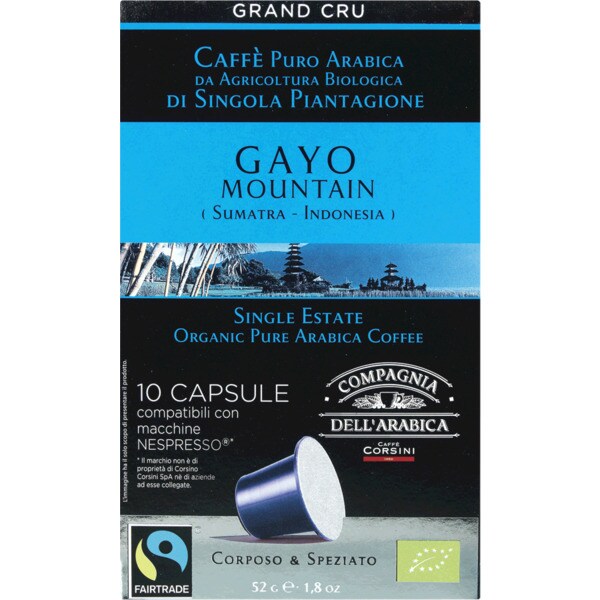 Compagnia Dell'Arabica Café Gayo Mountain Indonesia para Nespresso Biológico embalagem 10 cápsulas
