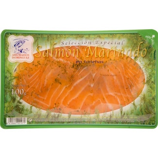 salmón marinado en lonchas envase 100 g - Ahumados Dominguez