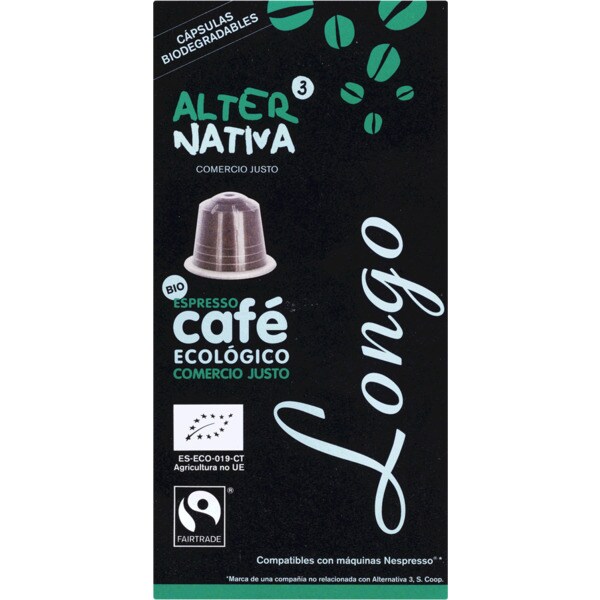 Alternativa 3 Café Longo para Nespresso Biológico embalagem 10 cápsulas