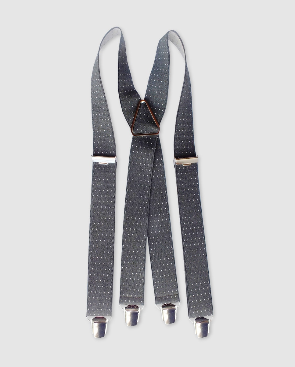 Suspensórios cinzentos com estampado em contraste. Produto fabricado em Espanha Cinzento-1