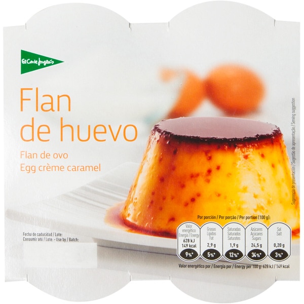flan de huevo pack 4 unidades 100 g
