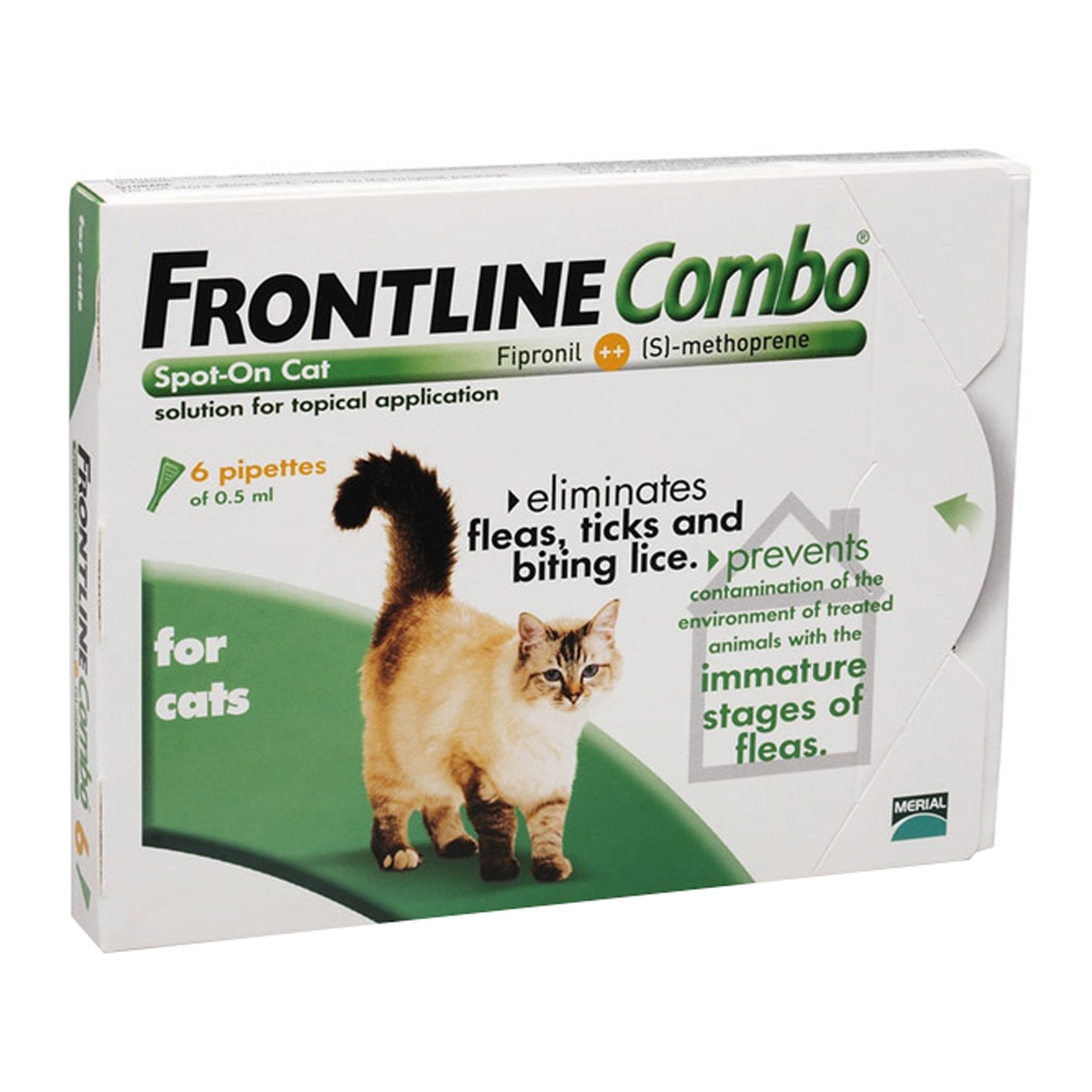 Combo 50,00 mg / 60,00 mg solución spot-on para gatos caja 6 ampollas 0,5 ml