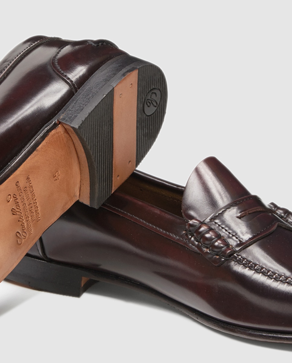 Mocassins em pele grená Grená-5