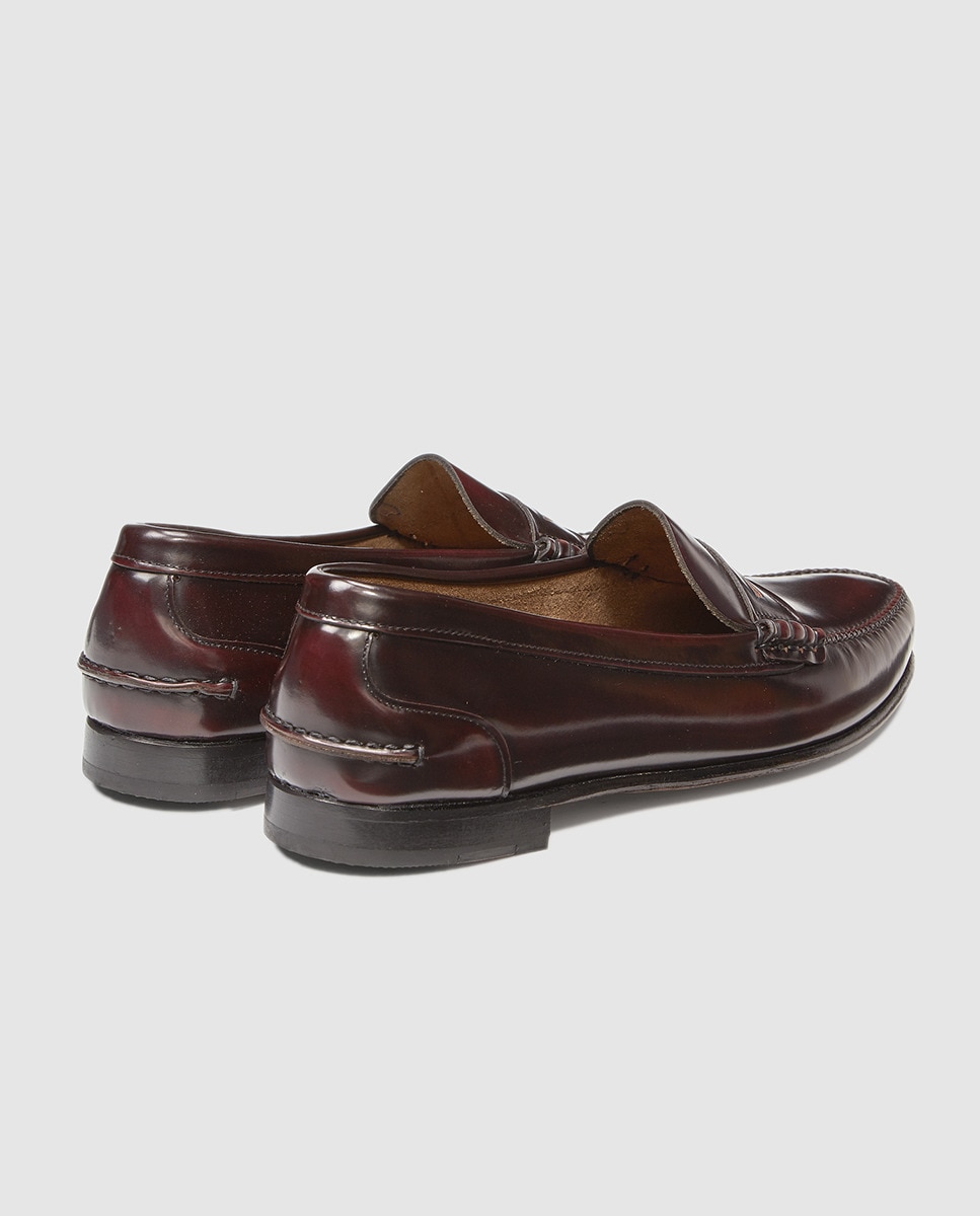 Mocassins em pele grená Grená-3