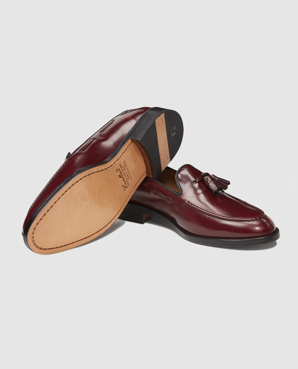 Mocassins Castellano em pele com borlas Bordeaux-2