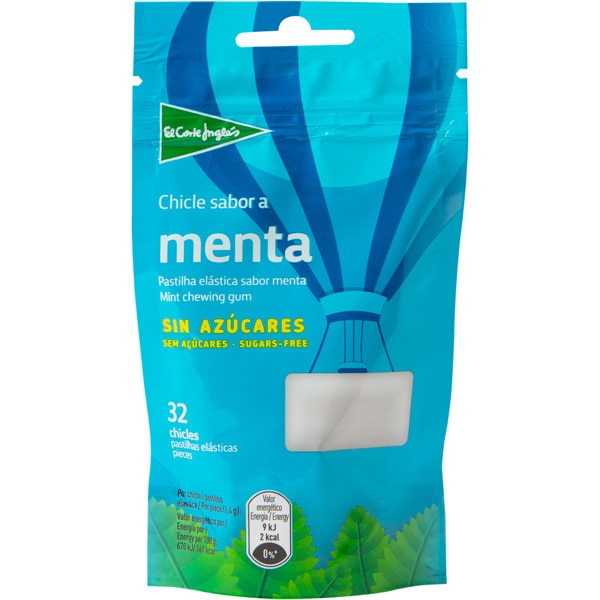 chicles con sabor a menta sin azúcar y sin gluten 32 unidades bolsa 45 g