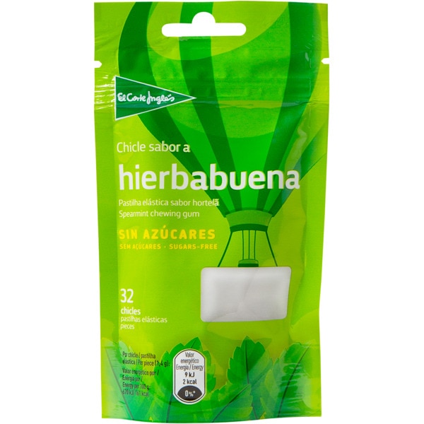 chicles con sabor a hierbabuena sin azúcar y sin gluten 32 unidades bolsa 45 g