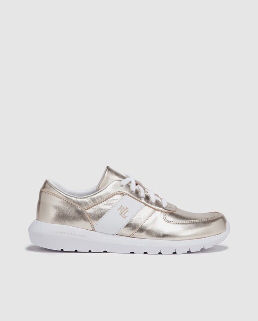 Zapatillas de piel de mujer Lauren Ralph Lauren en oro metalizado · Lauren  Ralph Lauren · El Corte Inglés