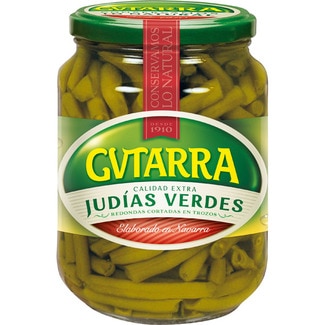 judías verdes redondas extra cortadas en trozos medianos frasco 350 g neto escurrido - Gvtarra