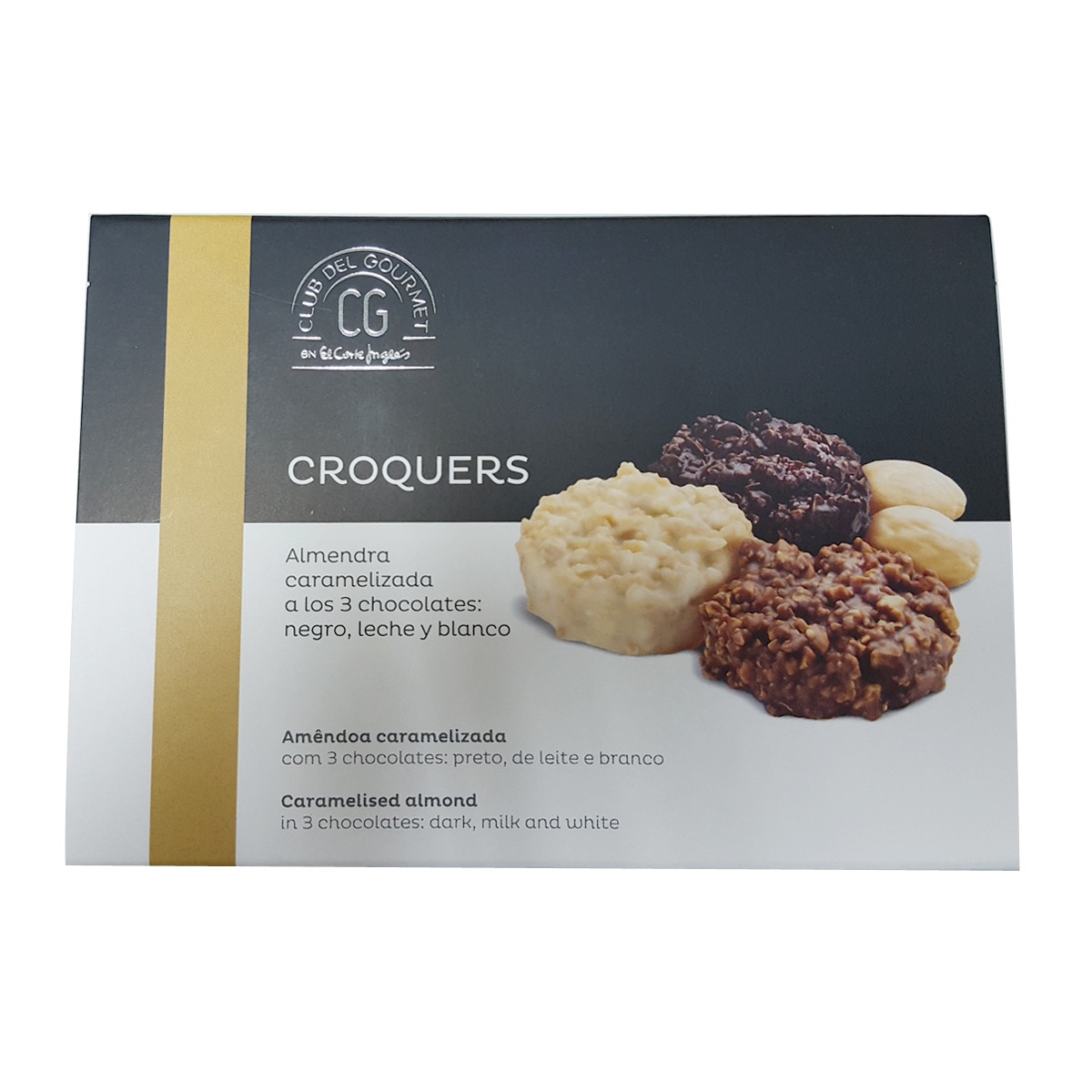 Croquers aux amandes caramélisées et au chocolat pur, blanc et au lait sans gluten Club Del Gourmet