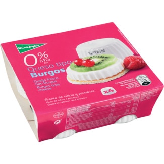 Queijo Fresco Tipo Burgos 0% Gordura Pack 4 embalagem 250 g - El Corte Inglés