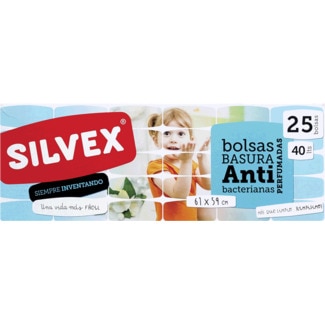 Sacos do Lixo Antibacteriano Perfumadas 40 Litros 61x 59 cm embalagem 25 unidades - Silvex