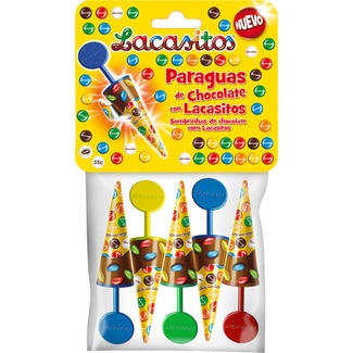 paraguas de chocolate con Lacasitos 5 unidades blister 55 g - Lacasitos