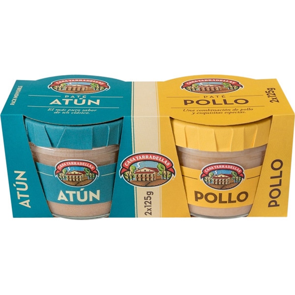 paté de pollo + paté de atún pack 2 frasco 125 g neto escurrido