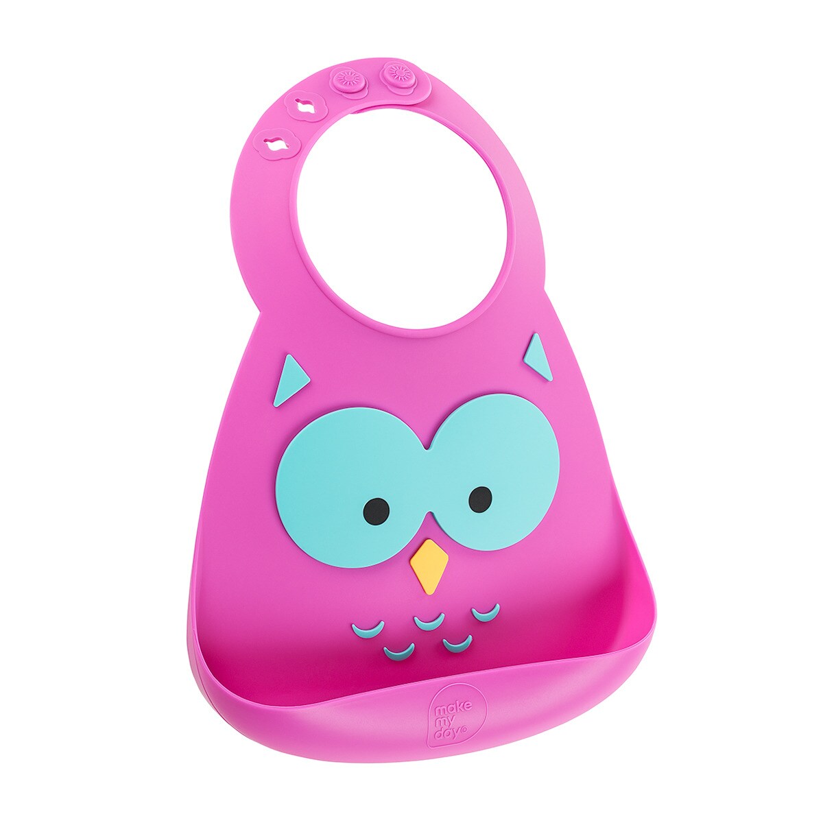 Make My Day - Babero De Silicona Búho Fucsia