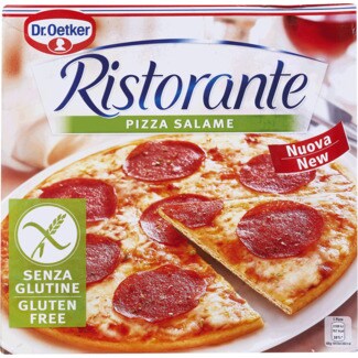 Dr. Oetker Ristorante Pizza Salame sem Glúten embalagem 390 g