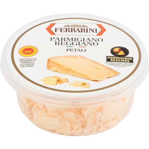 queso italiano rallado en escamas Parmigiano Reggiano DOP tarrina 80 g elaborado con leche cruda