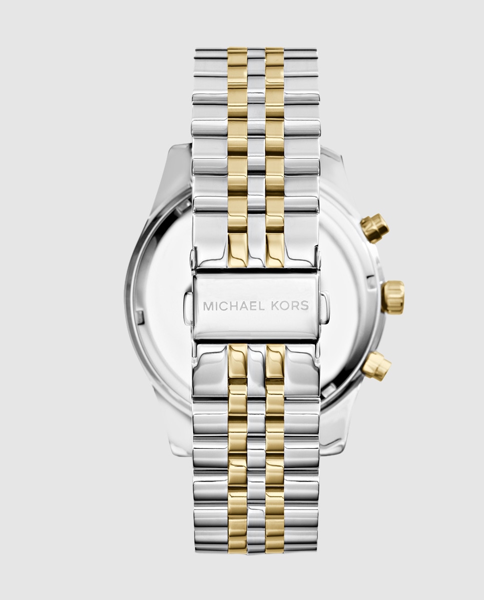 Reloj de hombre Michael Kors MK8344 cronógrafo bicolor Plateado-2