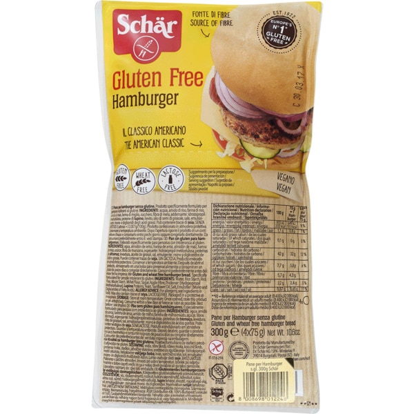 Pão com Hambúrguer sem Glúten embalagem 300 g