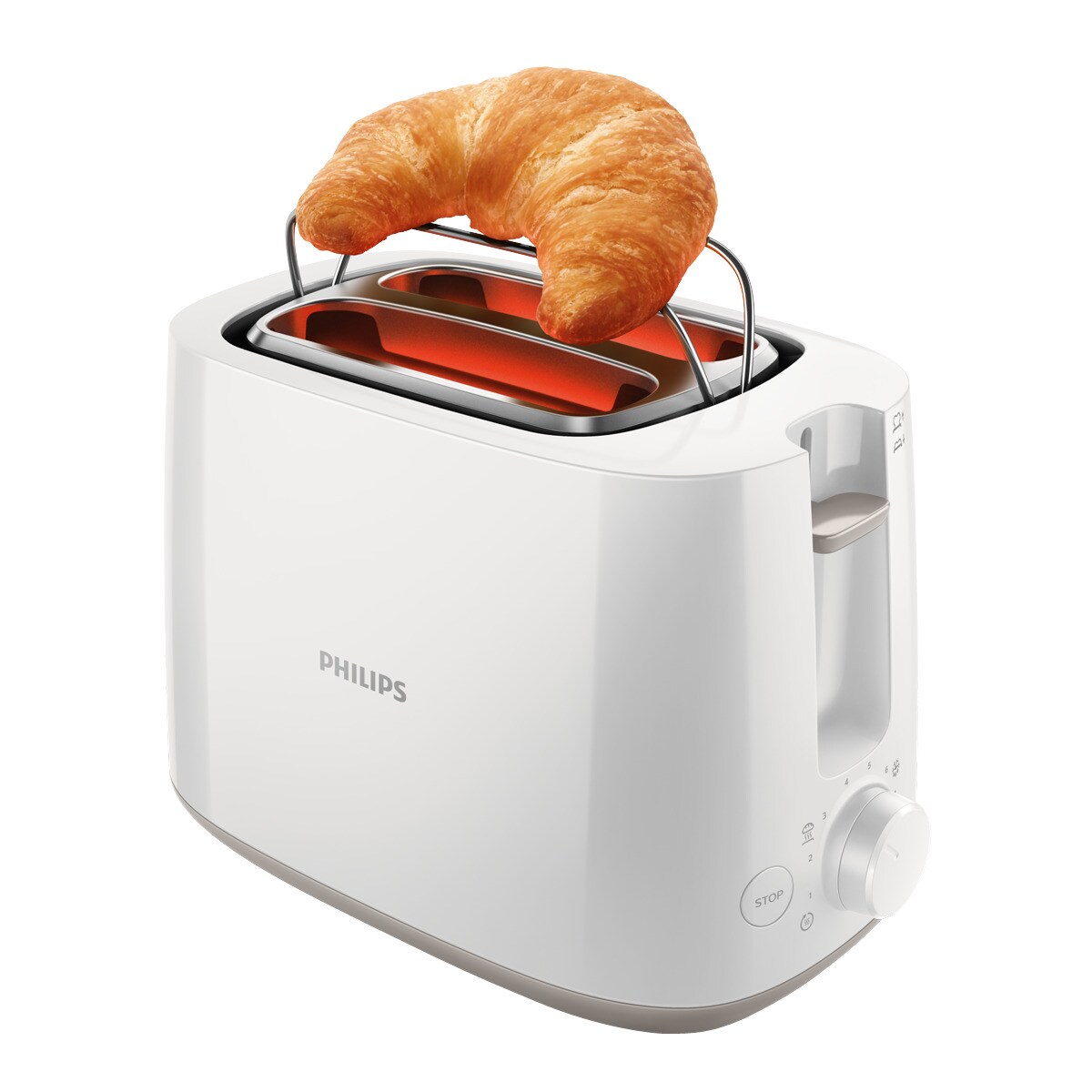 Tostador Philips Daily HD2581/00 con rejilla calientabollos integrada Blanco-2