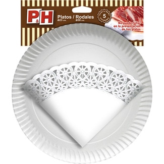 rodal 30 cm con plato cartón 23 cm estuche 5 unidades - P&h