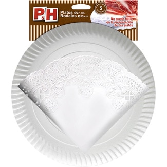 rodal 35 cm con plato de cartón 27 cm estuche 5 unidades - P&h